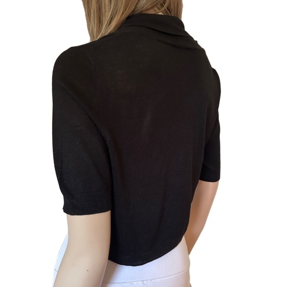 Talbots 100% Silk Shrug Cardigan Sweater Open Front Duster Short Sleeve Black - Picture 5 of 11